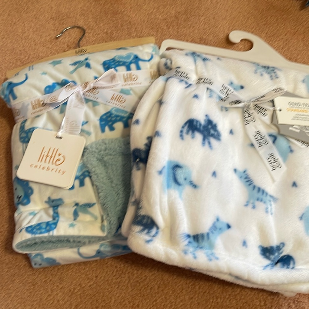 (2) baby boy blankets new ( NO offer please )
